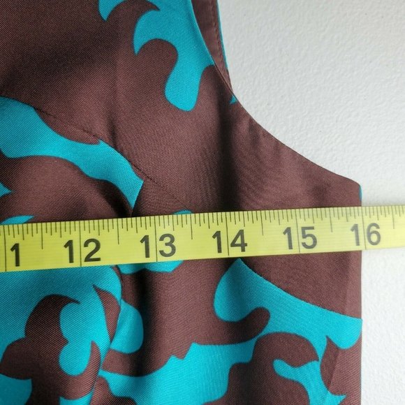 Vintage Donna Morgan Turquoise Brown Silk Sheath - Picture 11 of 12